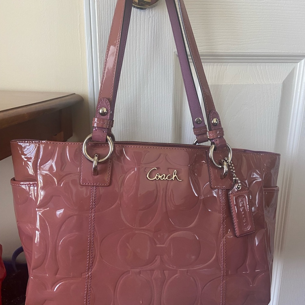 Coach Mauve Patent Leather Tote
